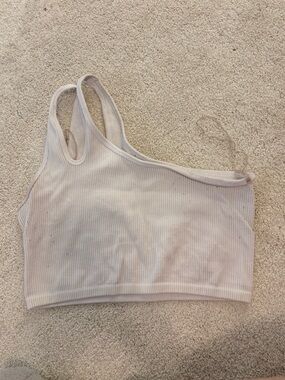 American Eagle Outfitters Ribbed Crop Tank Top in White